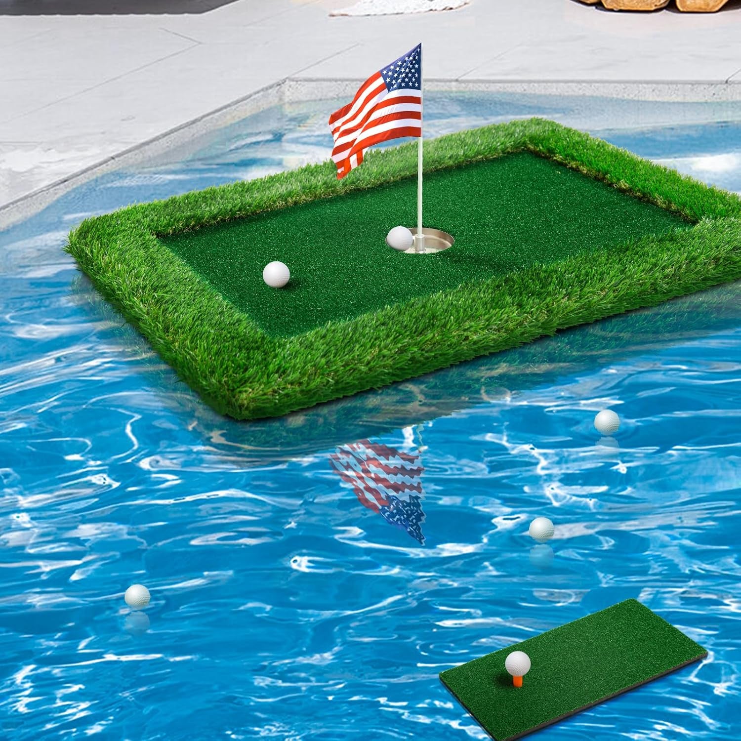 Floating Golf Green for Pool, Various Sizes (35"X24"/47"X35"/63"X47") to Suit Your Needs, Floating Chipping Green-Ideal for 2-4 Golfers Competing and Improving Skills in Outdoor and Pool Games