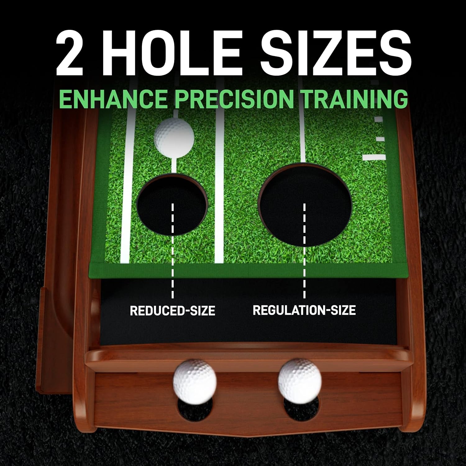 Putting Mat W/Alignment Mirror - Indoor Golf Putting Green W/ 2 Holes - Putting Matt for Indoors Practice - Golf Training Aid for Home - Golf Accessories and Gifts for Men