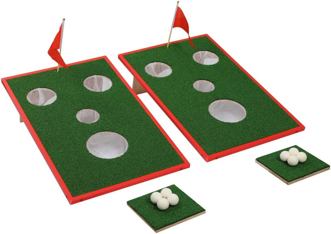 Golf Cornhole Set Chipping Game Indoor/Outdoor Golf Chip Shot Yard Game Hitting Mat for Tailgate, Party, Office, Backyard (Red2)