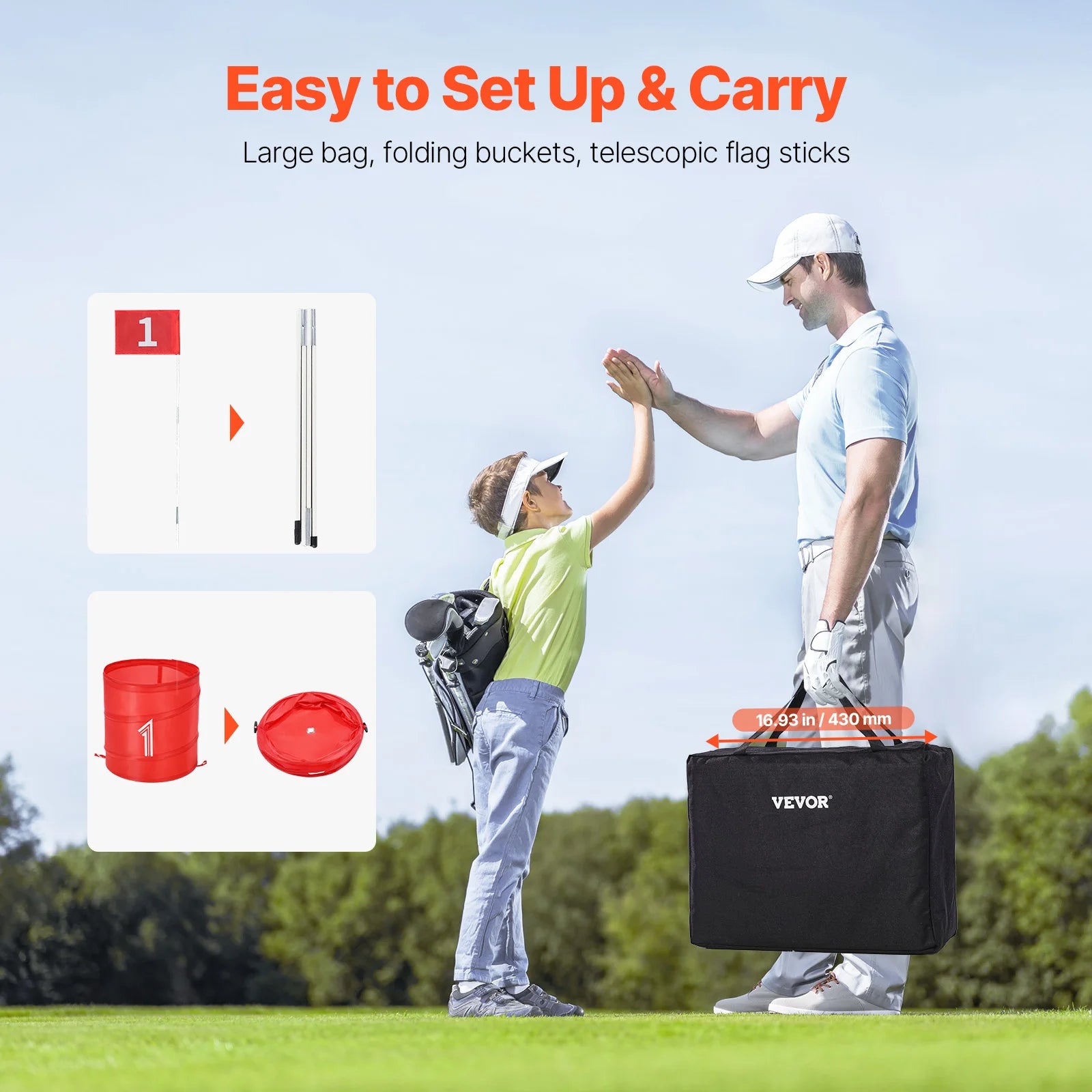3/6/9 Hole Kids Backyard Golf Game Portable Bucket Golf Course Practice Chipping Games for Family Outdoor Sports Toys