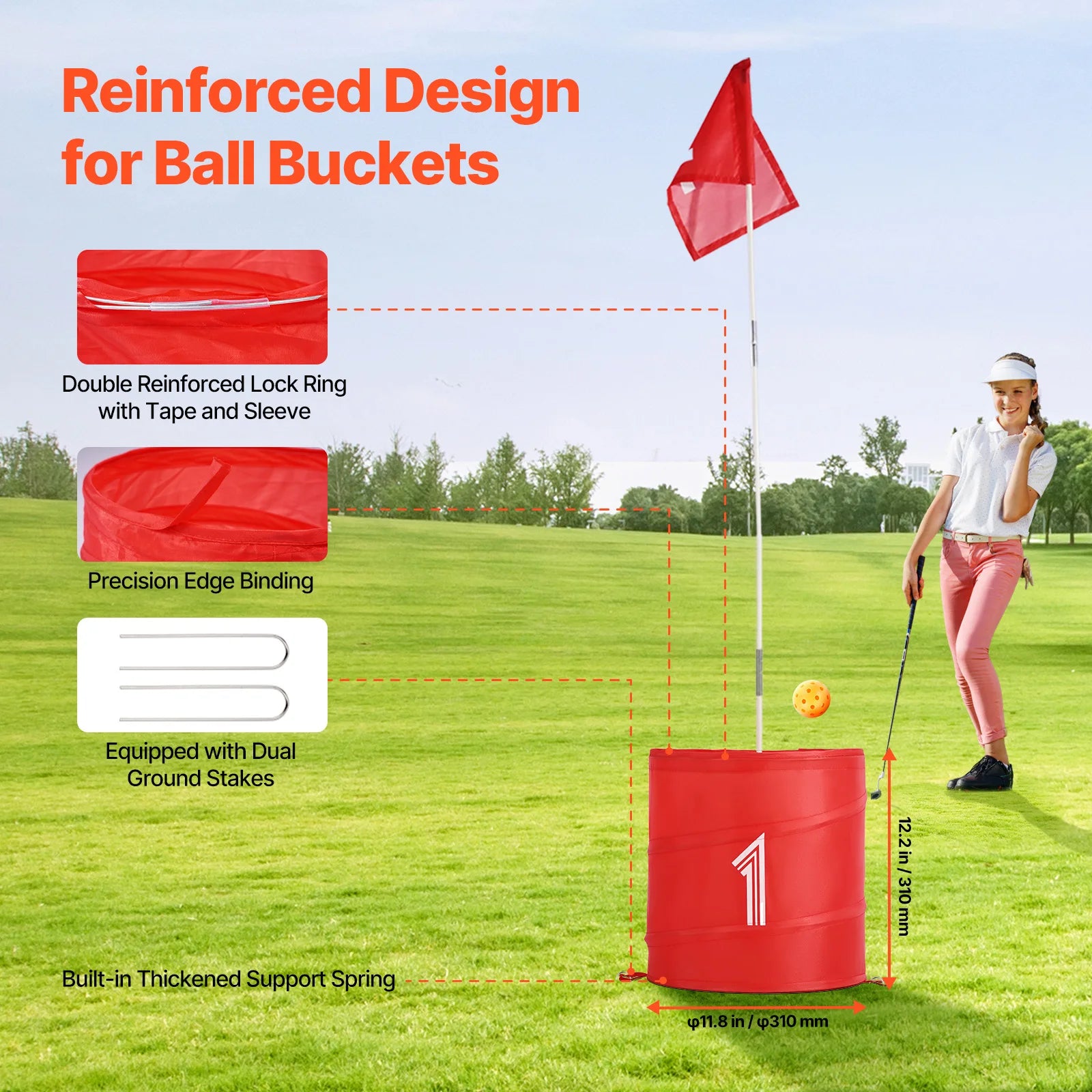 3/6/9 Hole Kids Backyard Golf Game Portable Bucket Golf Course Practice Chipping Games for Family Outdoor Sports Toys