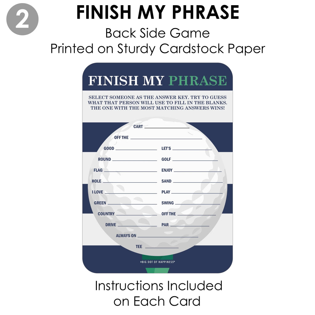Par-Tee Time - Golf - 2-In-1 Birthday or Retirement Party Cards - Activity Duo Games - Set of 20