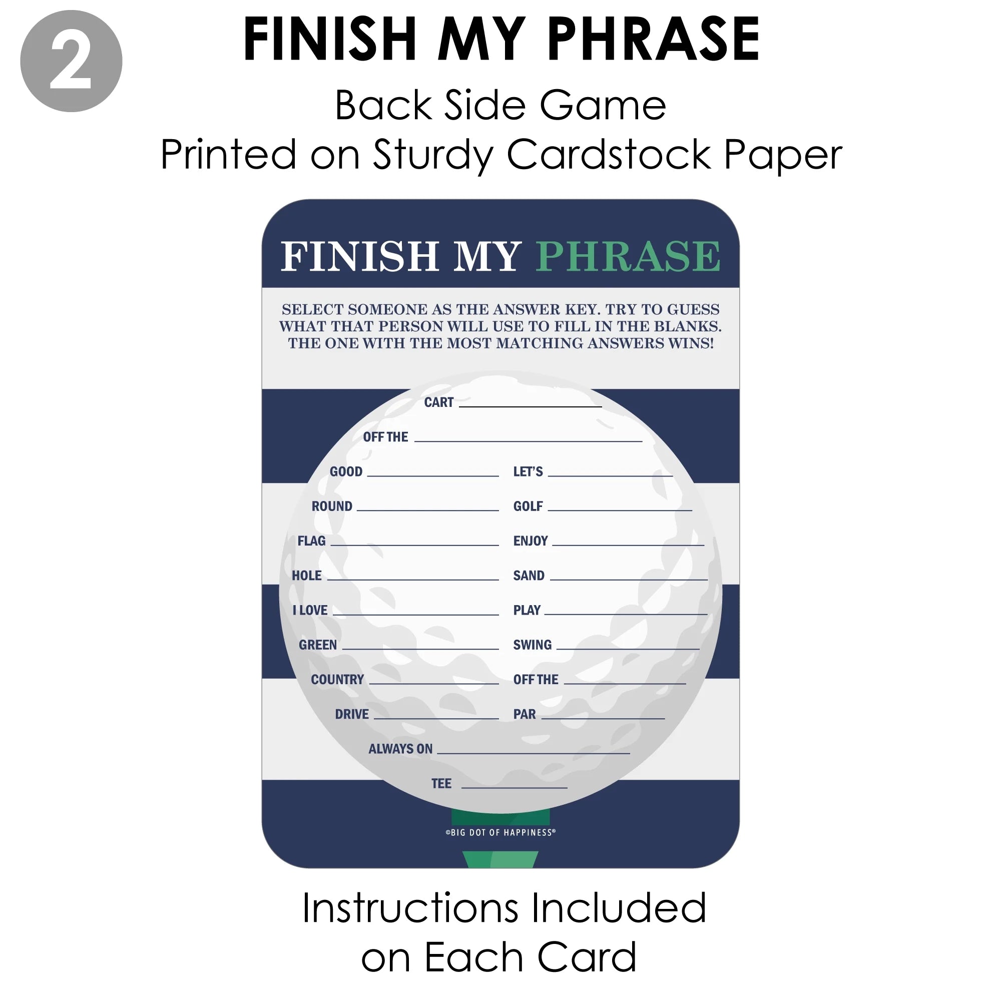 Par-Tee Time - Golf - 2-In-1 Birthday or Retirement Party Cards - Activity Duo Games - Set of 20