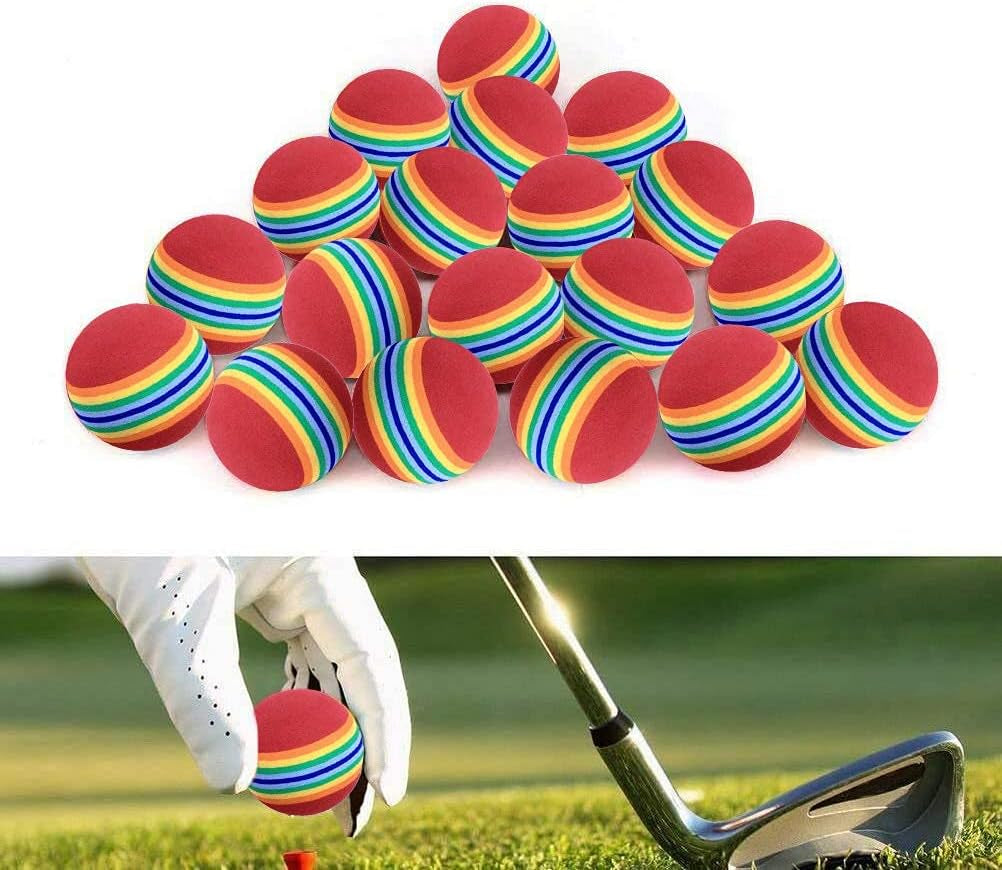 Foam Golf Practice Balls - 20Pcs Sponge Golf Training Ball Rainbow Sponge Ball Soft for Indoor or Outdoor Training