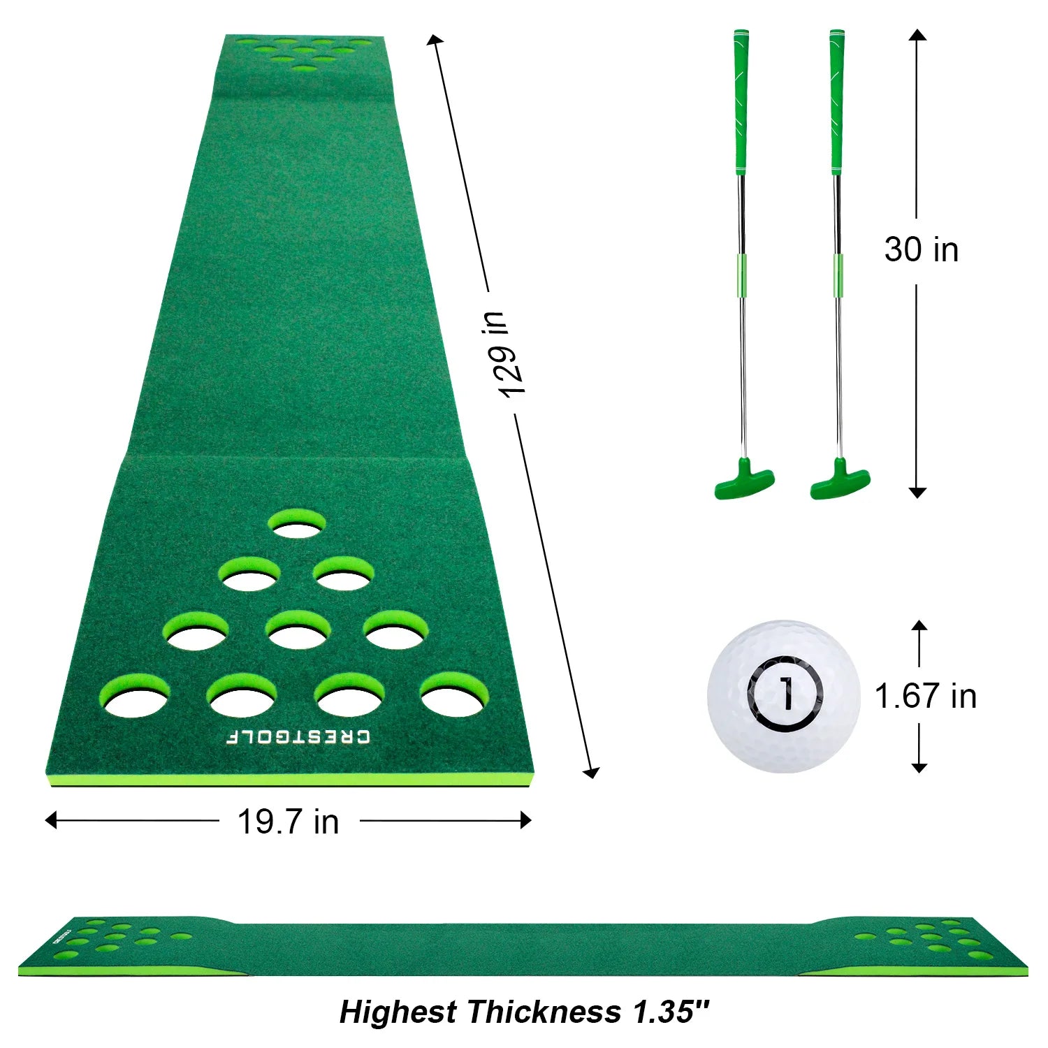 Golf Putting Green Game Practice Mat Set Practicing Training Aids Gift for Indoor&Outdoor Party Backyard Use