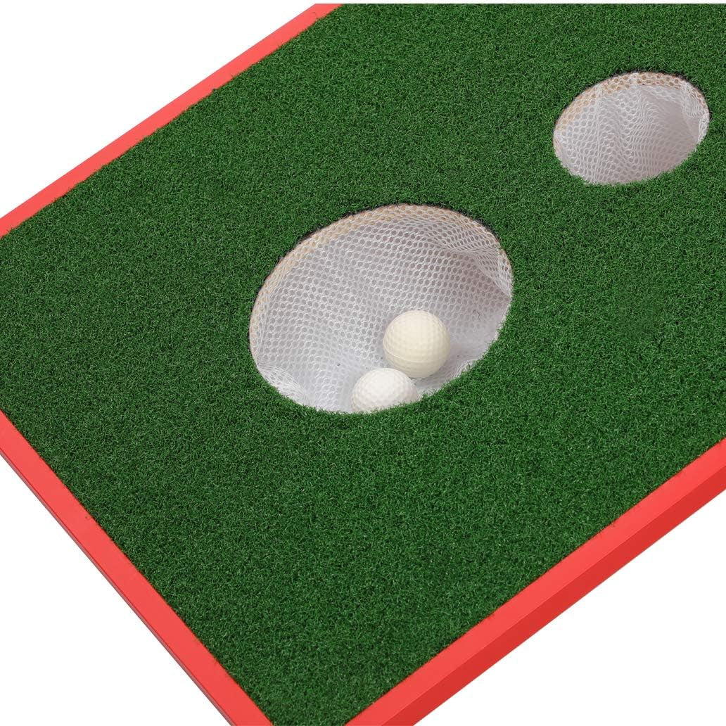Golf Cornhole Set Chipping Game Indoor/Outdoor Golf Chip Shot Yard Game Hitting Mat for Tailgate, Party, Office, Backyard (Red2)