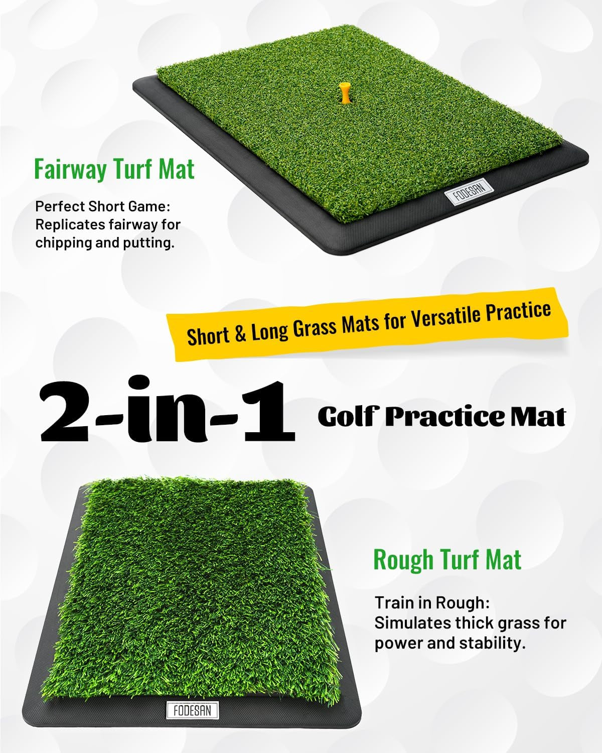 Golf Hitting Mat – Practice Mat with Swing Path Feedback & Impact Detection – Indoor/Outdoor Use – Golf Swing Trainer for Home Training – Gift for Golfers, Beginners & Pros