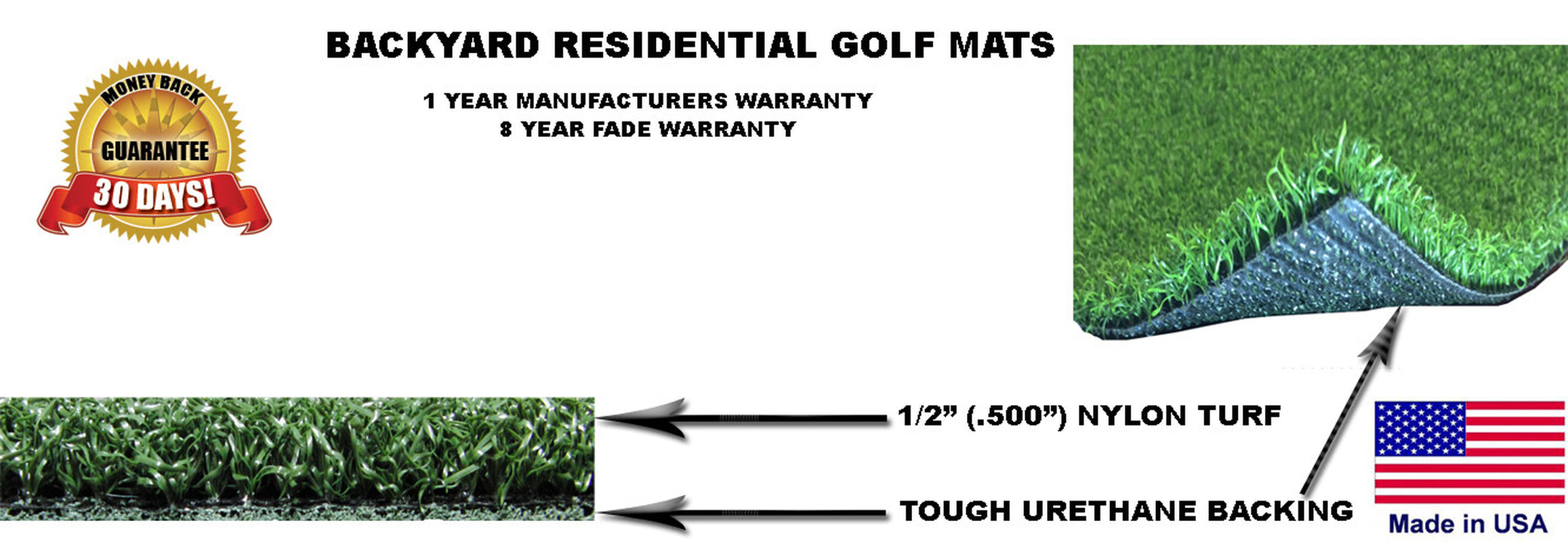 Backyard Golf Mat 3 Ft X 3 Ft Residential Practice Golf Roll down Fairway