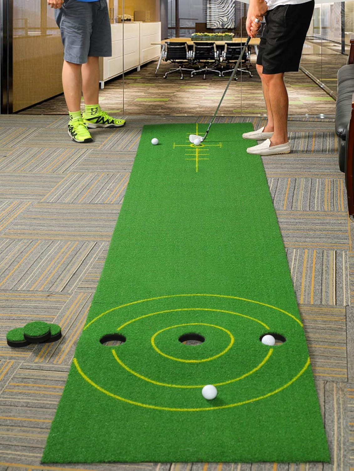 Golf Putting Green Mat, 11.5 X 2.36Ft Extra Wide Golf Practice Mat with 4 Golf Balls & Carrying Bag for Indoor/Outdoor Games Training