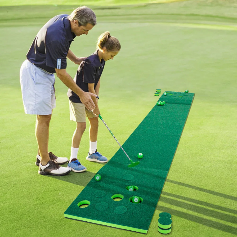 Golf Putting Green Game Practice Mat Set Practicing Training Aids Gift for Indoor&Outdoor Party Backyard Use