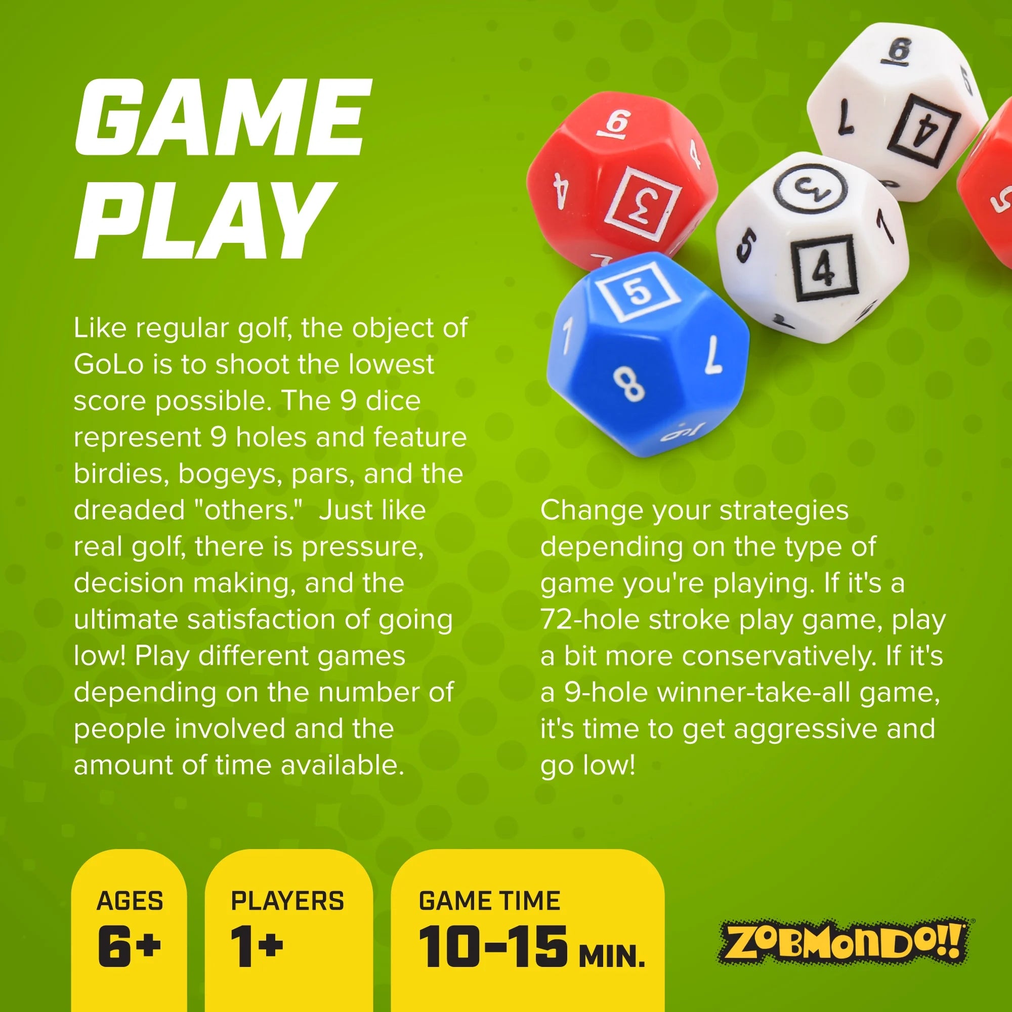 Golo Golf Dice Game by  for Families and Kids. Award Winning Fun Game for Home or Travel! Ages 6 Years and Up.