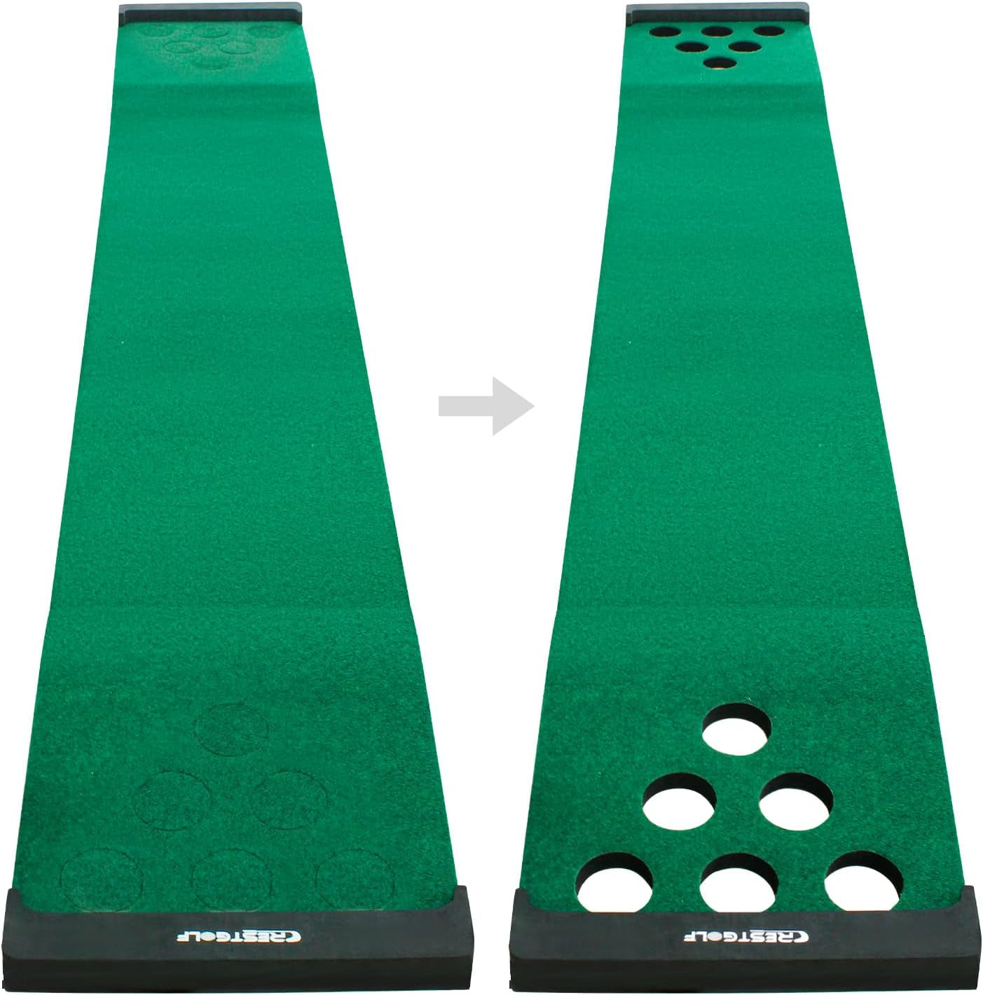 Golf Pong Mat Game Set Green Mat,Golf Putting Mat with 2 Adjustable Golf Putters, 6 Golf Balls,12 Golf Hole Covers for Indoor&Outdoor Short Game Office Party Backyard Use