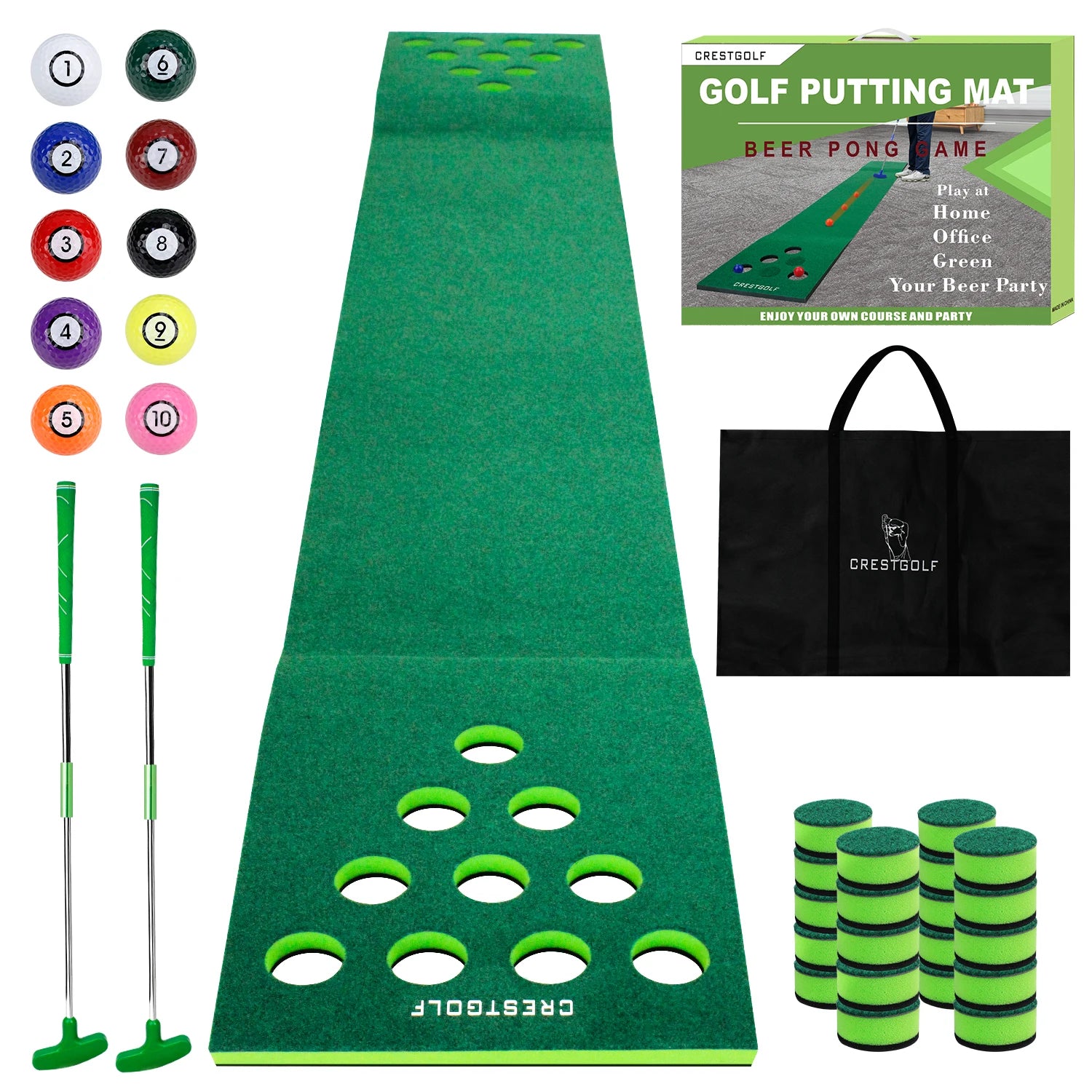 Golf Putting Green Game Practice Mat Set Practicing Training Aids Gift for Indoor&Outdoor Party Backyard Use