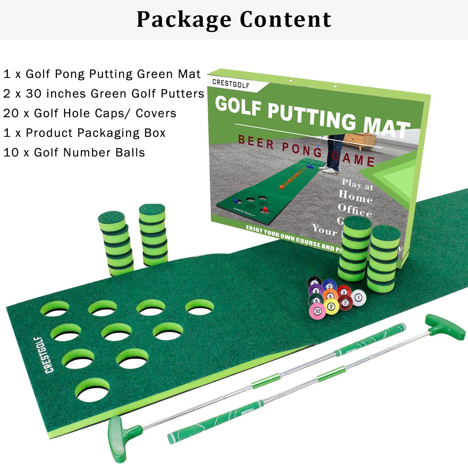 Golf Putting Green Game Practice Mat Set Practicing Training Aids Gift for Indoor&Outdoor Party Backyard Use
