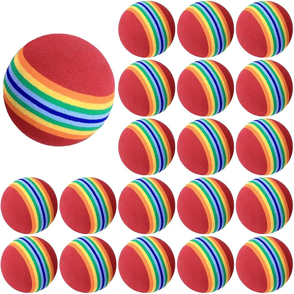 Foam Golf Practice Balls - 20Pcs Sponge Golf Training Ball Rainbow Sponge Ball Soft for Indoor or Outdoor Training
