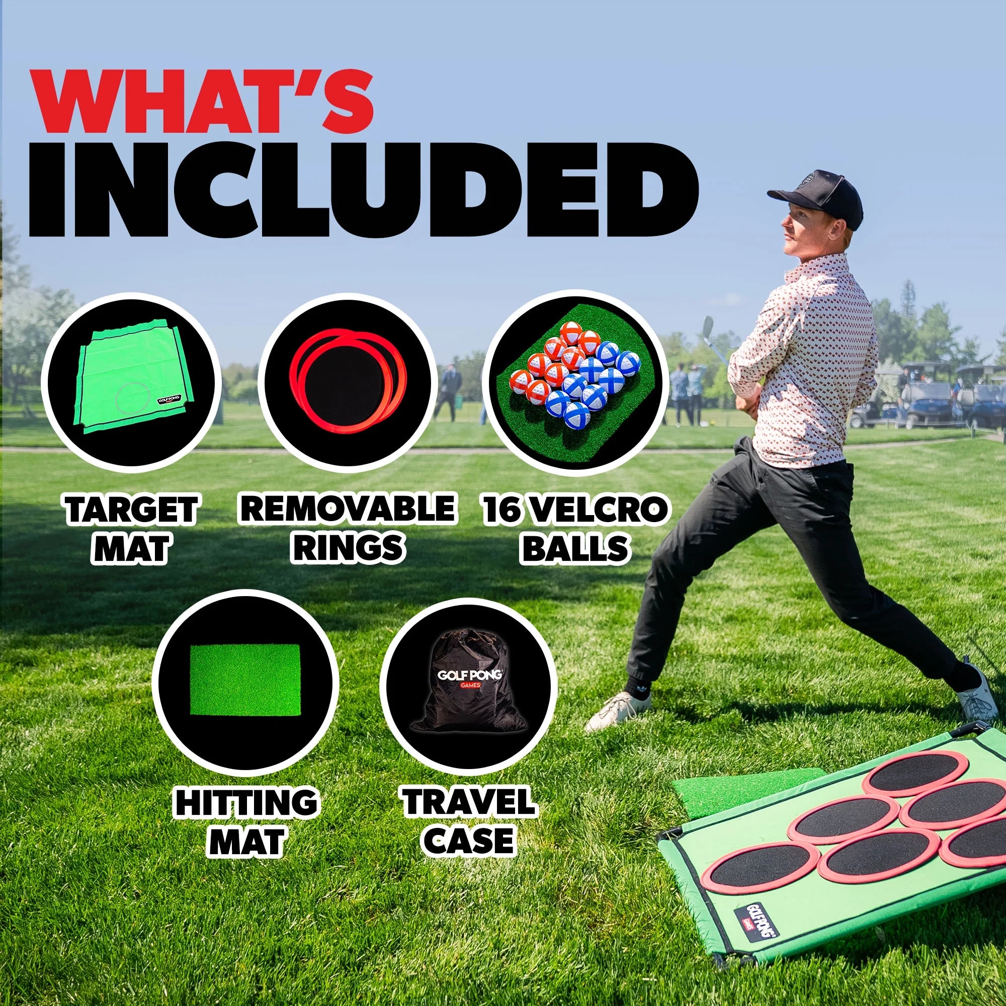 – Backyard Golf Game with 16 Chipping Velcro Balls & Mat, Yard and Outdoor Games Family, Indoor Golf Set for Home, Beach or Party, Lawn Games for Family Outdoor