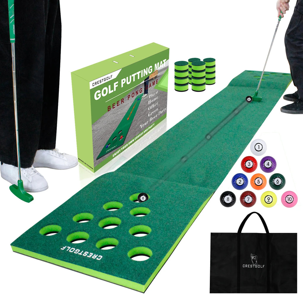 Golf Putting Green Game Practice Mat Set Practicing Training Aids Gift for Indoor&Outdoor Party Backyard Use