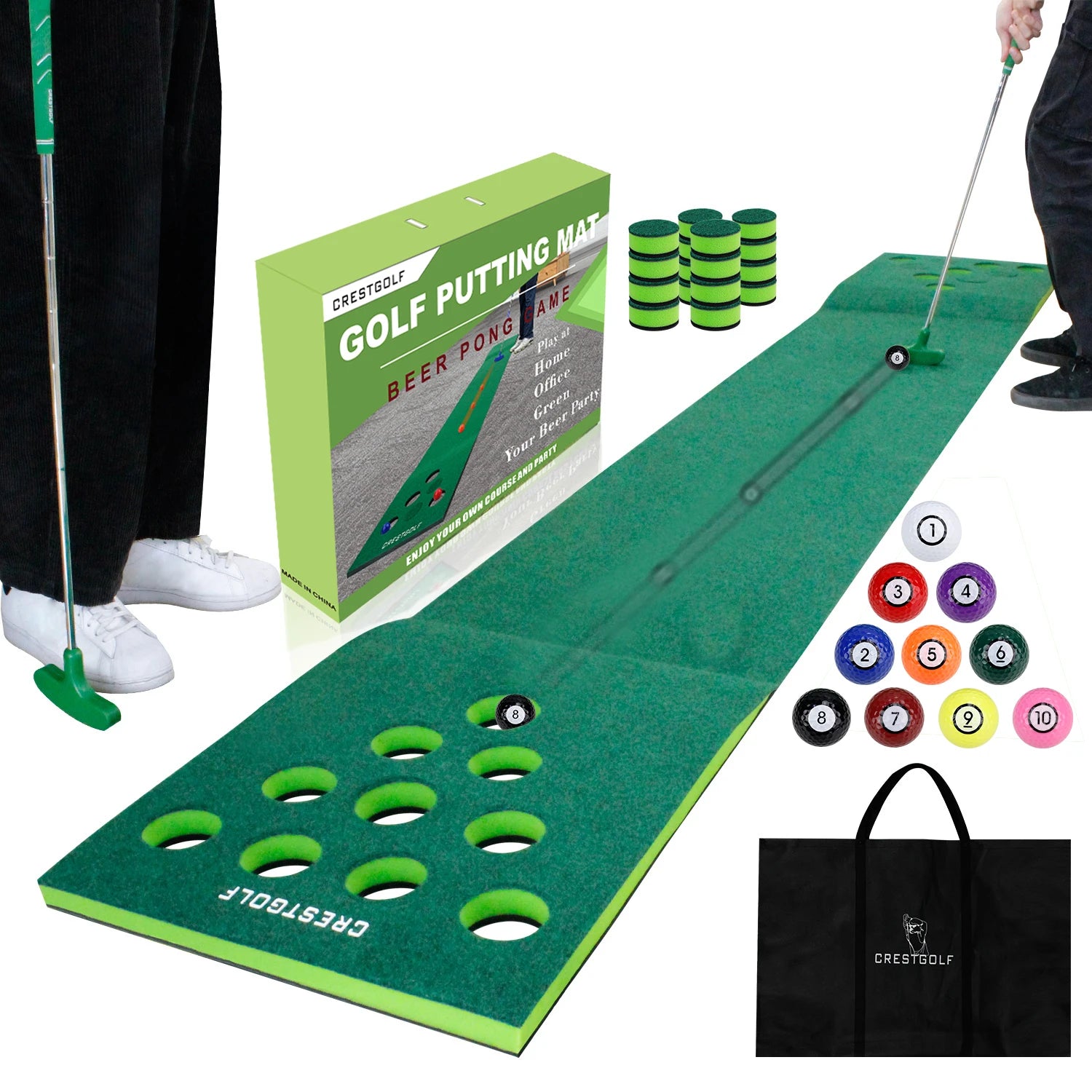 Golf Putting Green Game Practice Mat Set Practicing Training Aids Gift for Indoor&Outdoor Party Backyard Use