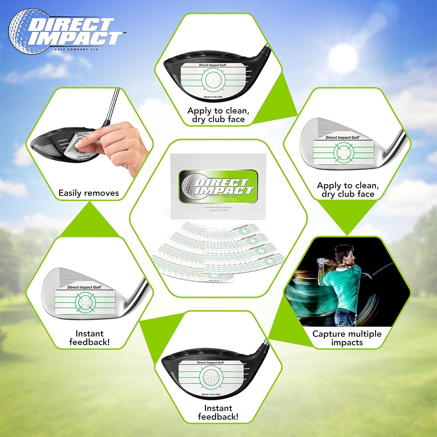 Ultra-Thin Golf Impact Tape 200 Driver Impact Labels: Instant Feedback for Distance, Accuracy, Consistency