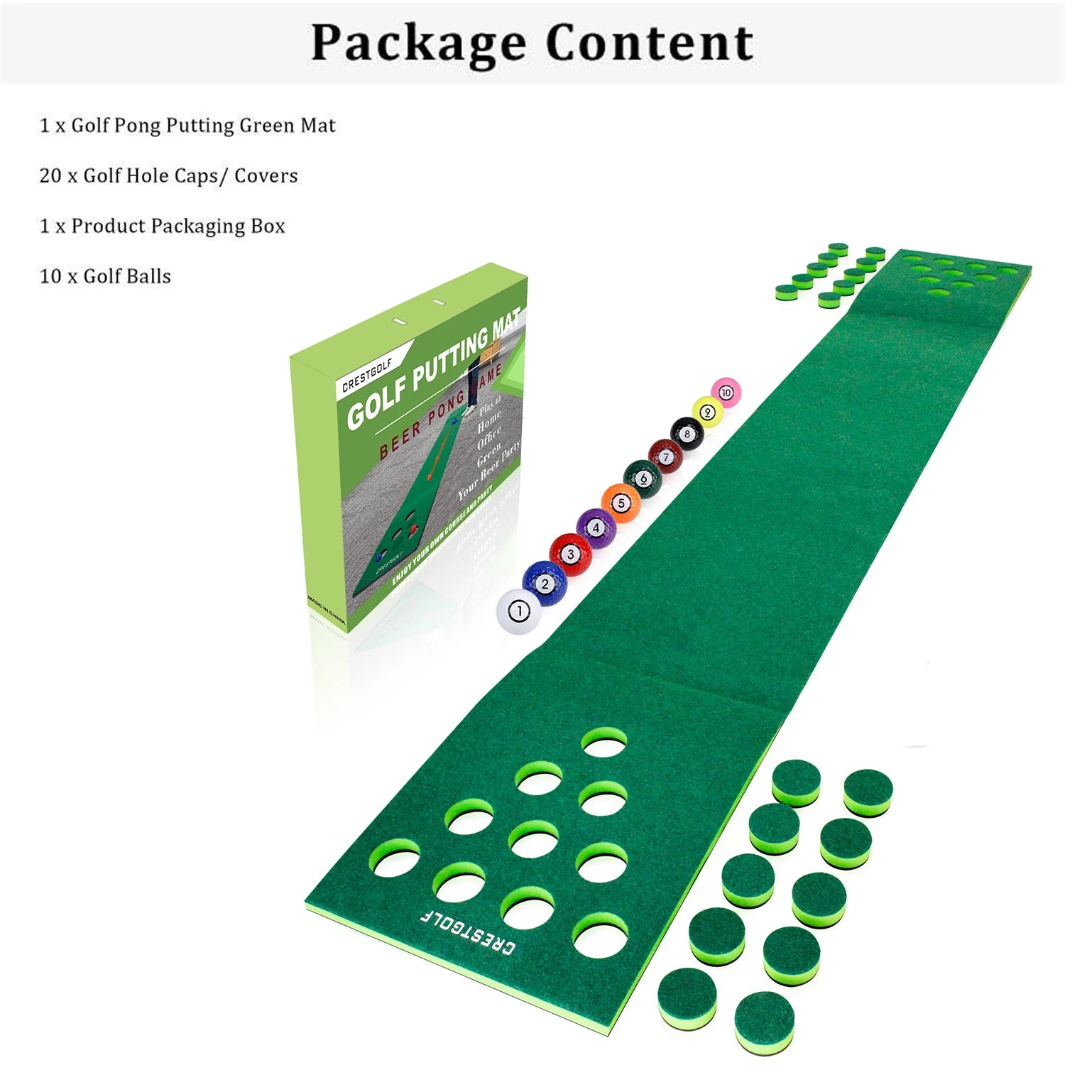 Golf Putting Green Game Practice Mat Set Practicing Training Aids Gift for Indoor&Outdoor Party Backyard Use